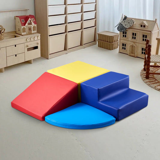 VEVOR Climbing Toys, 4-Piece Set, Foam Climbing Toys for Toddlers 6 Months to 3 Years Old, PU Leather Climbing Blocks, Indoor Climb and Crawl Activity Playset for Crawling & Sliding, Easy to Clean