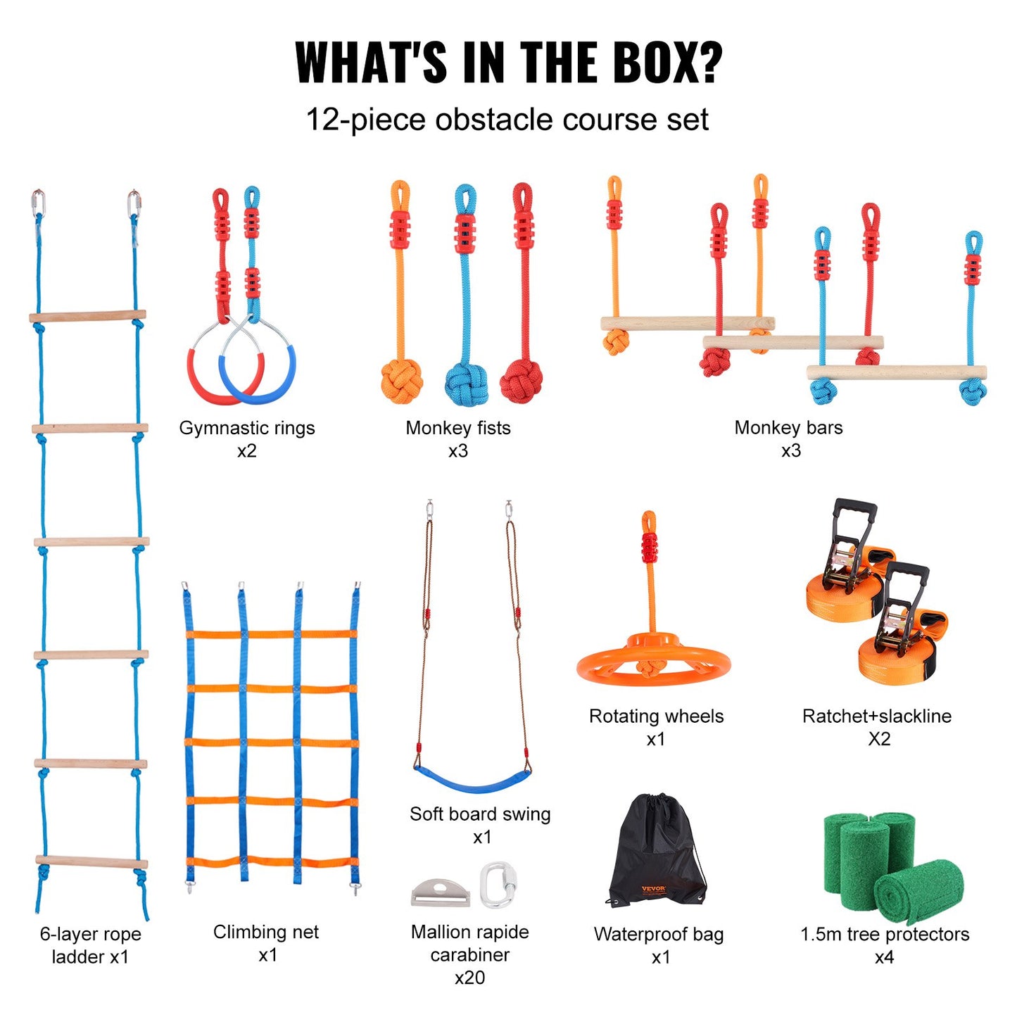 VEVOR Ninja Warrior Obstacle Course for Kids