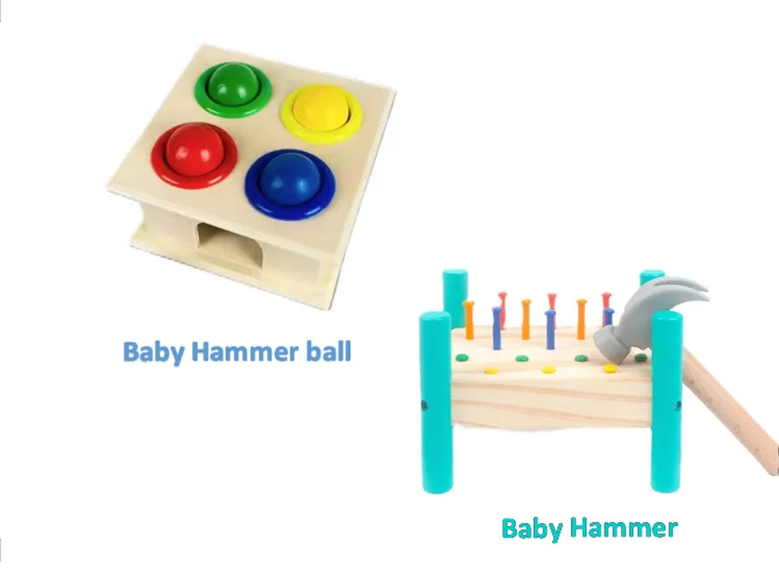 Montessori Wooden Baby Hammer Toy - Early Learning Tool