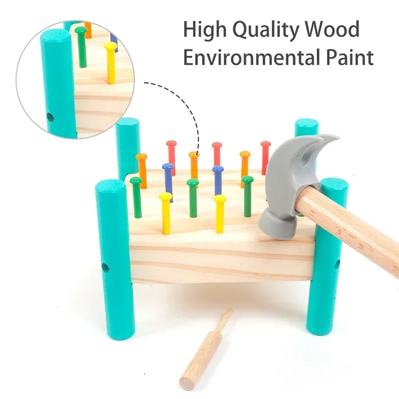 Montessori Wooden Baby Hammer Toy - Early Learning Tool