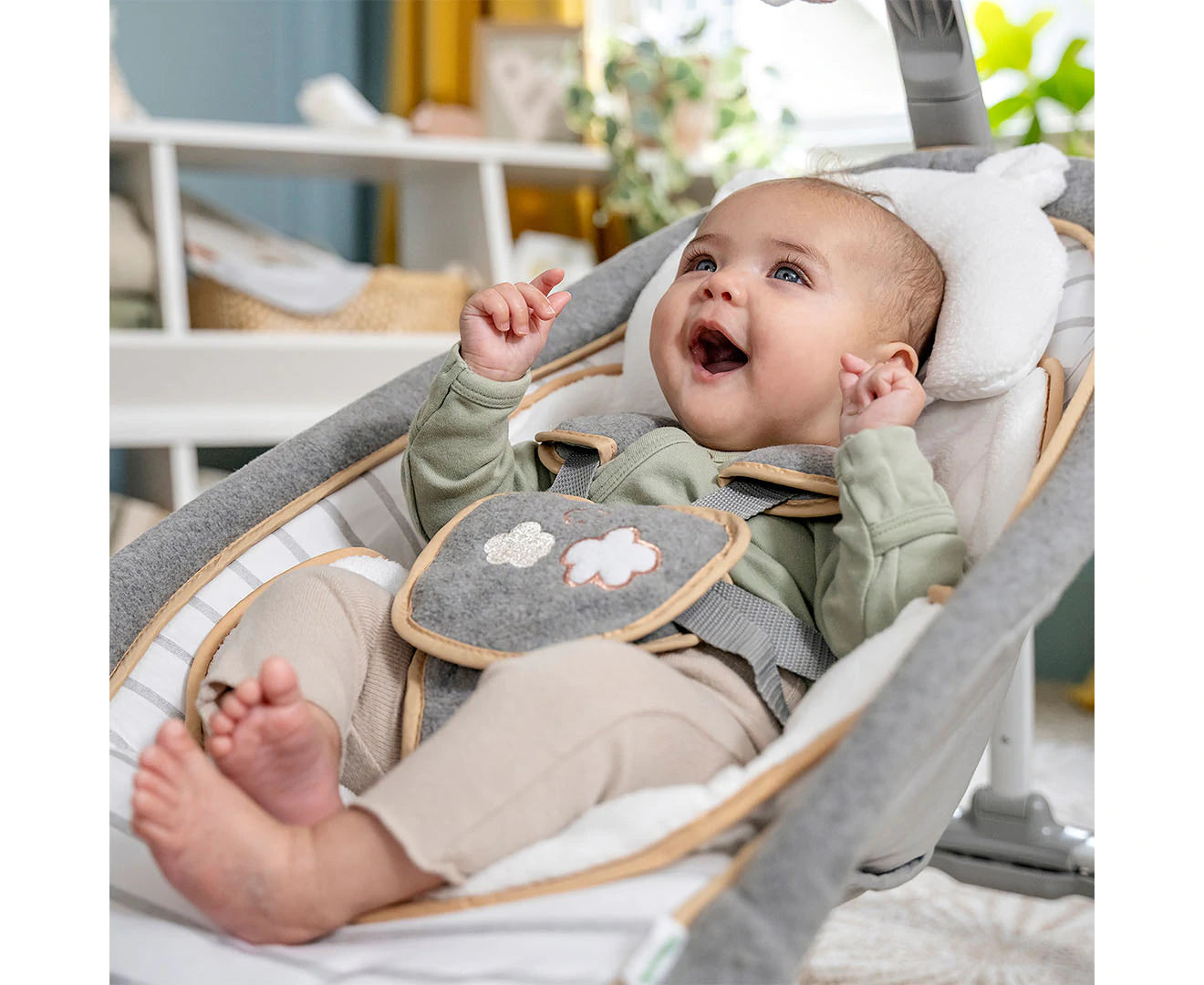 Boutique Rocking Seat/Chair Bouncer for Baby/Newborn Bella Teddy Grey