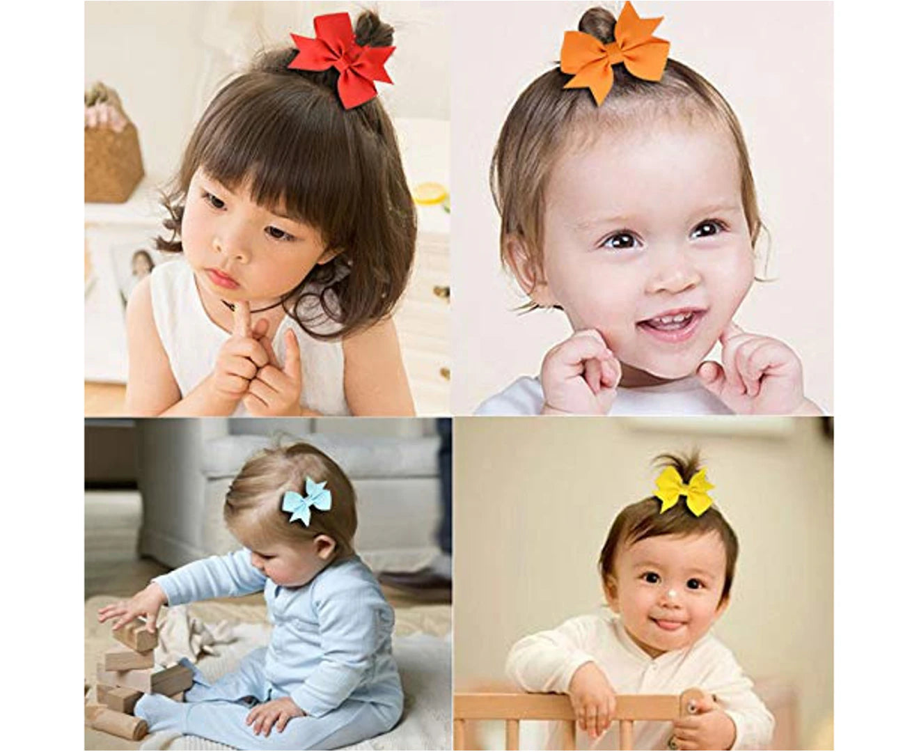 40Pcs Baby Girls Clips 2" Grosgrain Boutique Solid Color Ribbon Mini Hair Bows Clips for Baby Girls Teens Infants Kids Toddlers Children Set of 20 Pairs