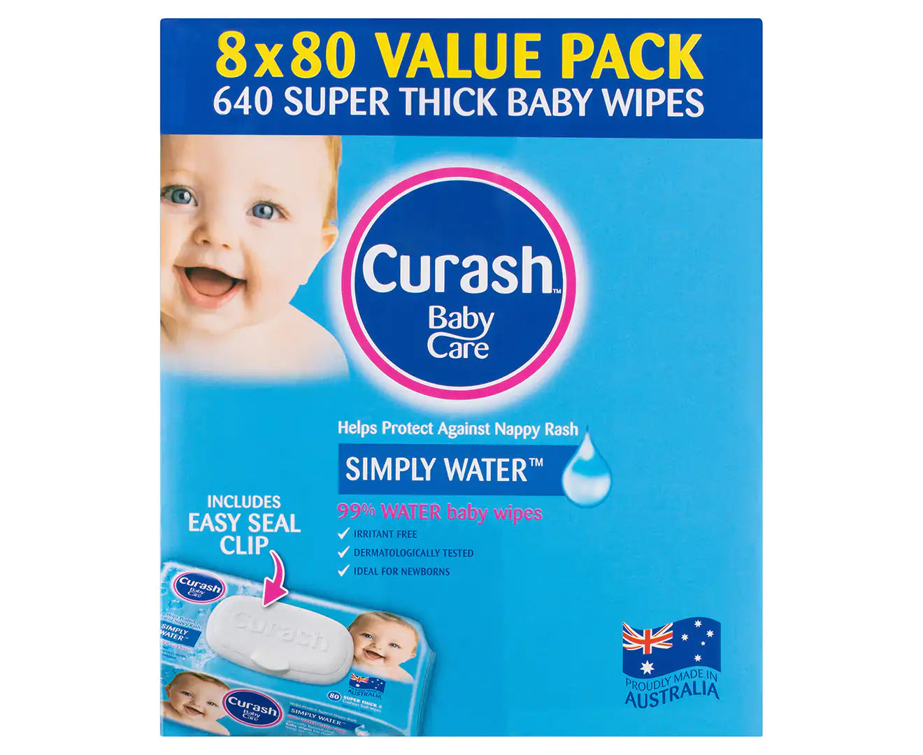 8 X 80Pk  Simply Water Baby Wipes