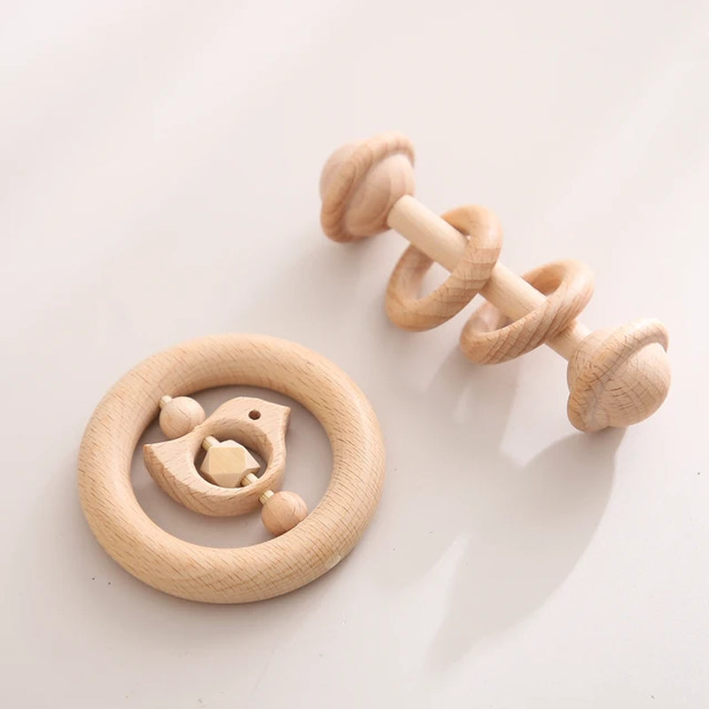 Baby Toys 1Pc Rattle Speelgoed Wood Rings Montessori Toys for Babies Gift Teething Wooden Rattles Baby Products