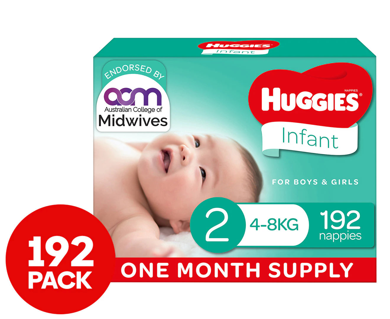 Infant Size 2 4-8Kg Nappies 192Pk