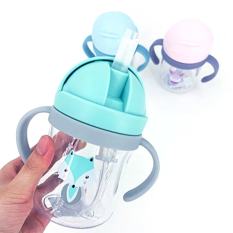 Silicone Sippy Cup with Straw Handle for Babies and Kids