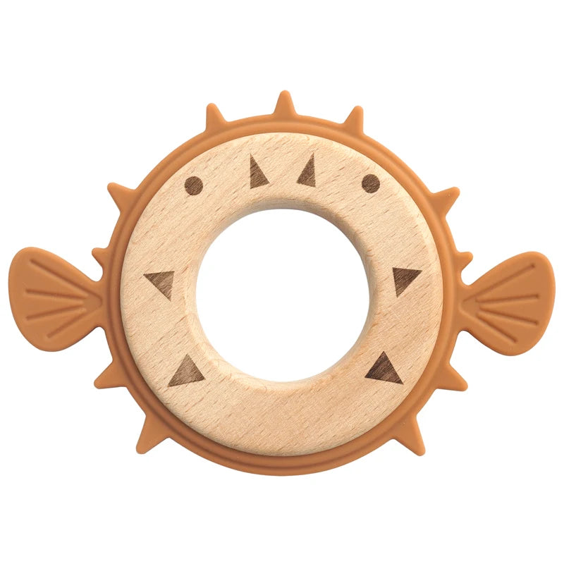 Kawaii Baby Toys Teether Sea Horse Animal Wood Rings Food Grade Wooden Teether Nursing Pendant Teething Toys Baby Accessories