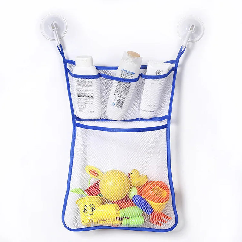 Kids Baby Bath Toys Tidy Storage Suction Cup Folding Bag Baby Bathroom Toys Protable Suction Cup Baskets Mesh Bag Organiser Net