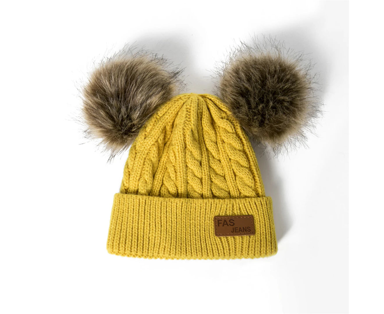 Baby Winter Knit Beanie Hat - Yellow