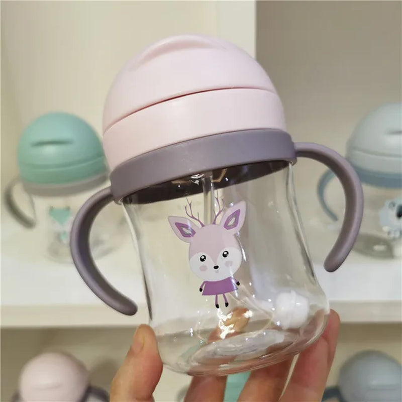 Silicone Sippy Cup with Straw Handle for Babies and Kids