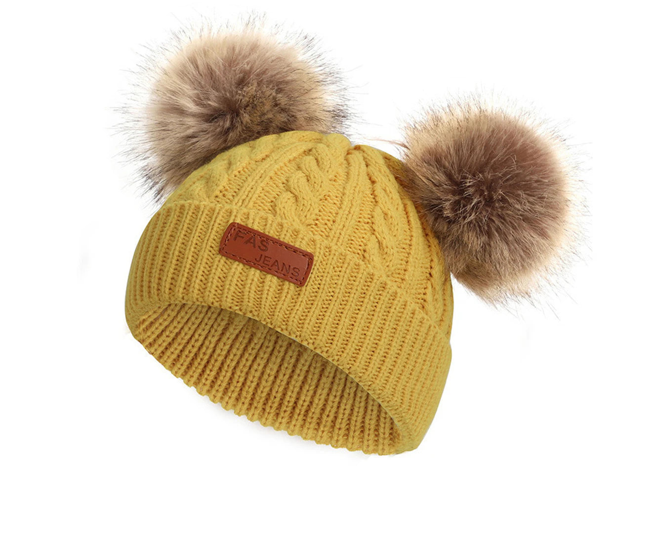 Baby Winter Knit Beanie Hat - Yellow