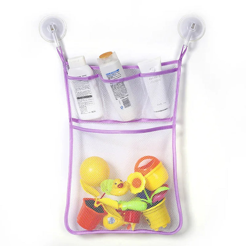 Kids Baby Bath Toys Tidy Storage Suction Cup Folding Bag Baby Bathroom Toys Protable Suction Cup Baskets Mesh Bag Organiser Net