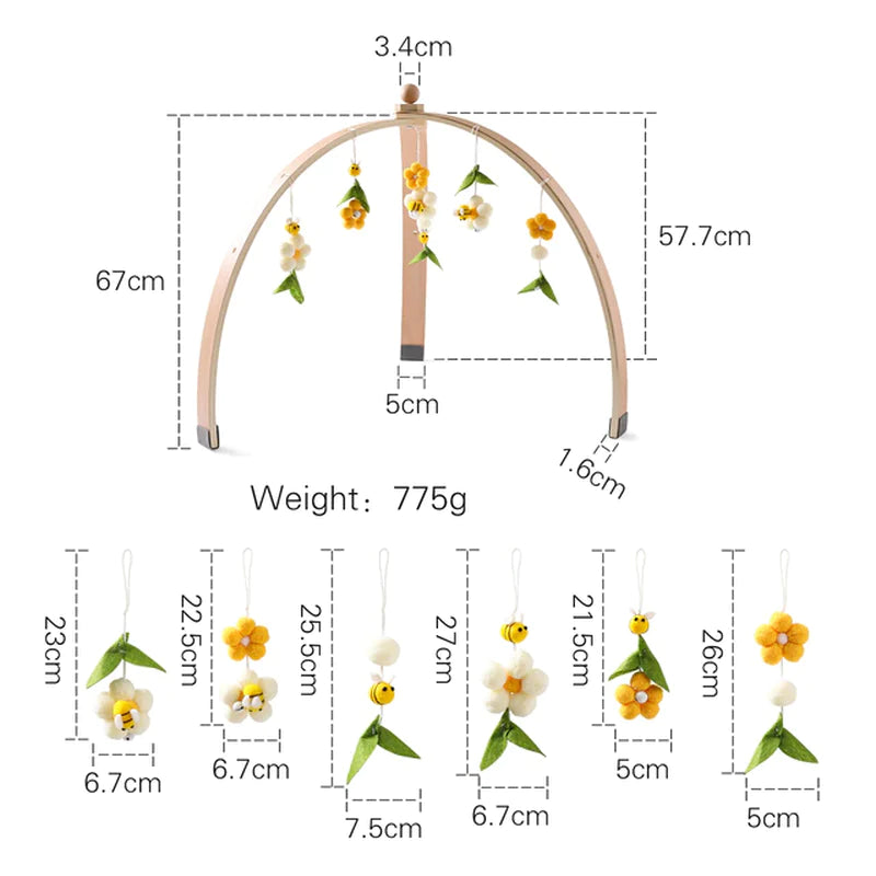 Wooden Baby Play Gym with Activity Frame & Rattle Toy Set