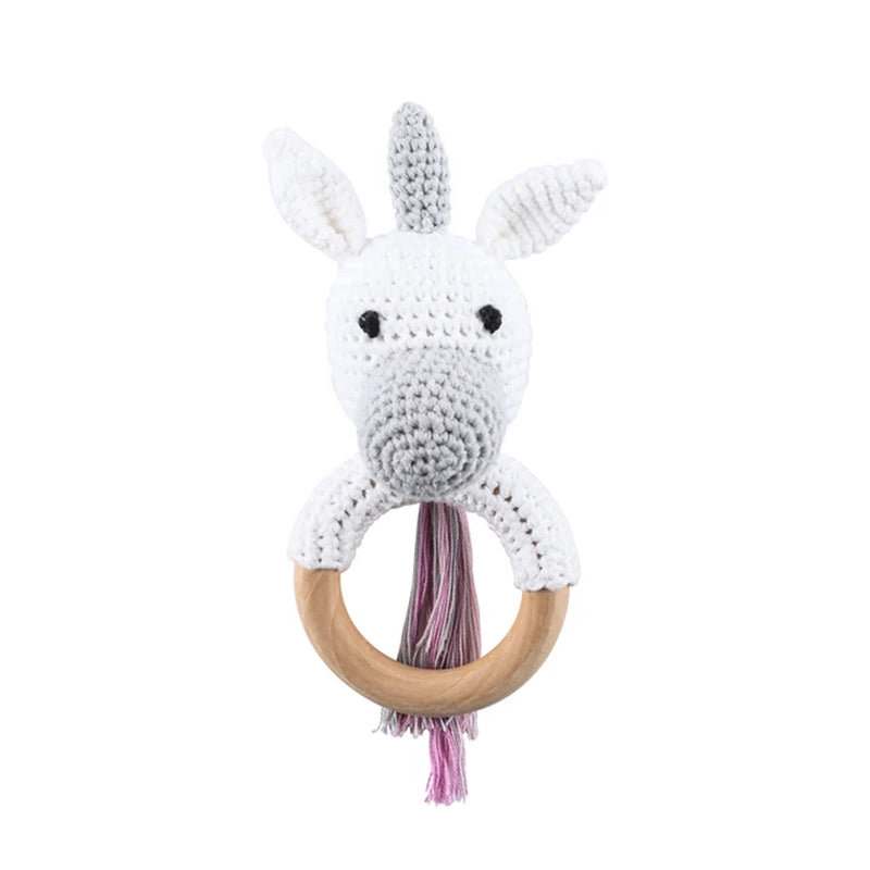 Handmade Amigurumi Baby Rattle Crochet Unicorn Bell - Montessori Educational Toy