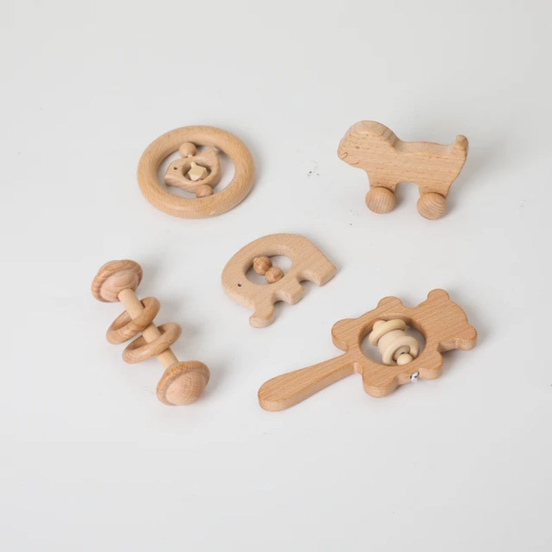 Baby Toys 1Pc Rattle Speelgoed Wood Rings Montessori Toys for Babies Gift Teething Wooden Rattles Baby Products