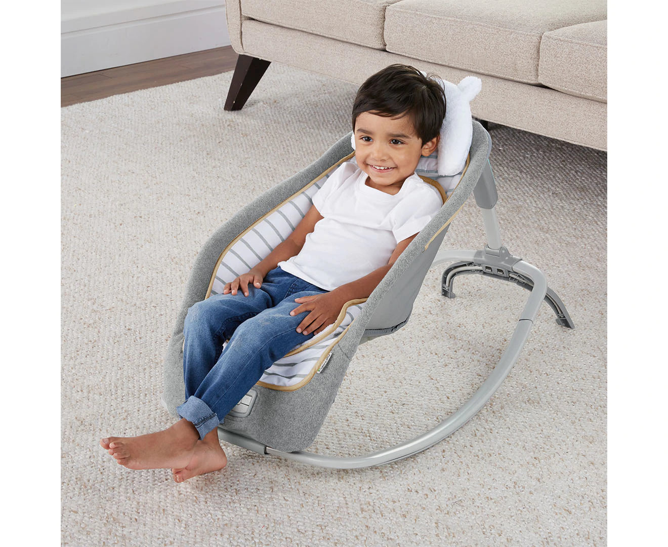 Boutique Rocking Seat/Chair Bouncer for Baby/Newborn Bella Teddy Grey